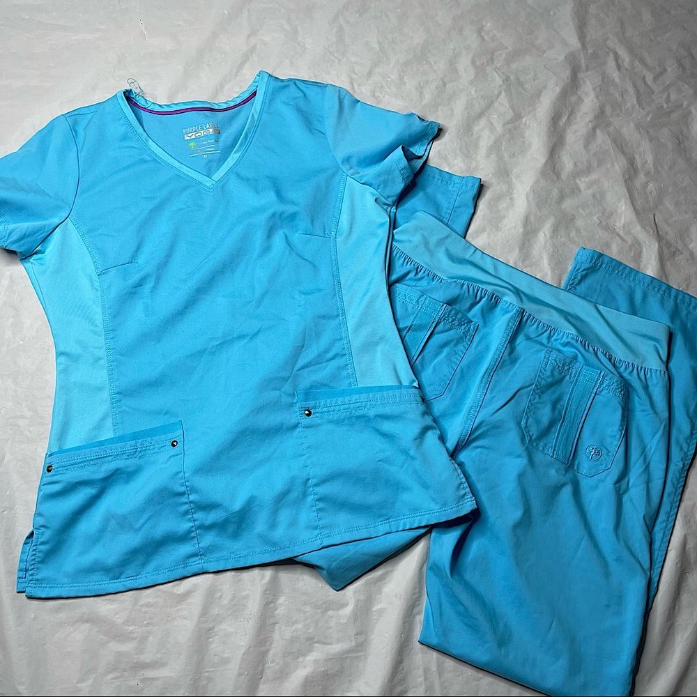 Purple Label Yoga by Healing Hands Scrub Set Teal